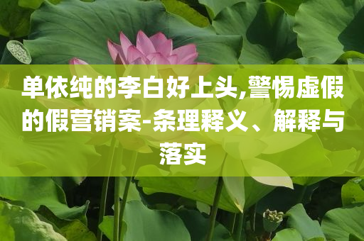 單依純的李白好上頭,警惕虛假的假營銷案-條理釋義、解釋與落實(shí)