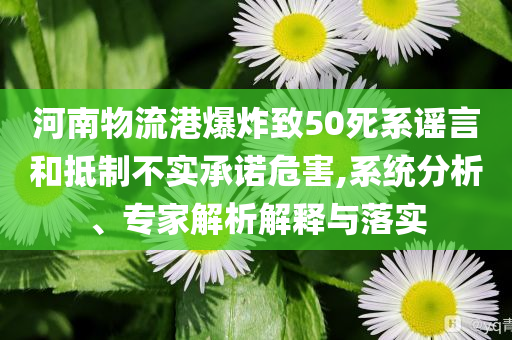 河南物流港爆炸致50死系謠言和抵制不實(shí)承諾危害,系統(tǒng)分析、專家解析解釋與落實(shí)