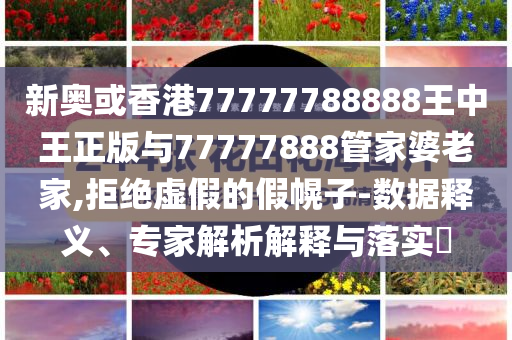 新奧或香港77777788888王中王正版與77777888管家婆老家,拒絕虛假的假幌子-數(shù)據(jù)釋義、專家解析解釋與落實?