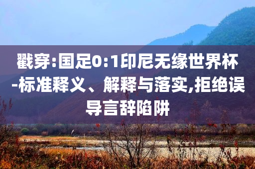 戳穿:國(guó)足0:1印尼無(wú)緣世界杯-標(biāo)準(zhǔn)釋義、解釋與落實(shí),拒絕誤導(dǎo)言辭陷阱