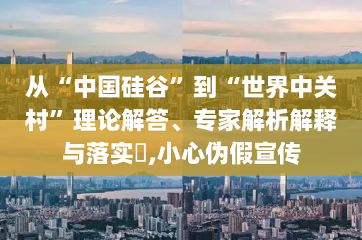 從“中國(guó)硅谷”到“世界中關(guān)村”理論解答、專(zhuān)家解析解釋與落實(shí)?,小心偽假宣傳