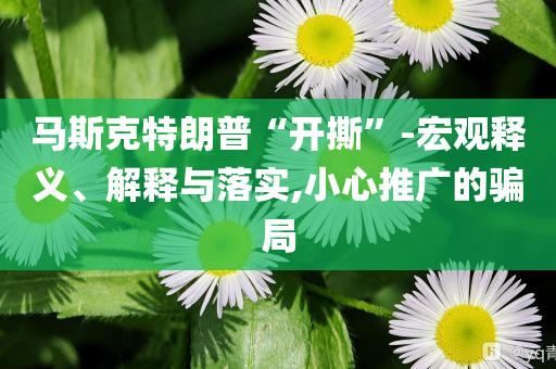 馬斯克特朗普“開撕”-宏觀釋義、解釋與落實(shí),小心推廣的騙局