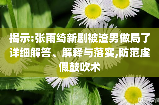 揭示:張雨綺新劇被渣男做局了詳細(xì)解答、解釋與落實(shí),防范虛假鼓吹術(shù)