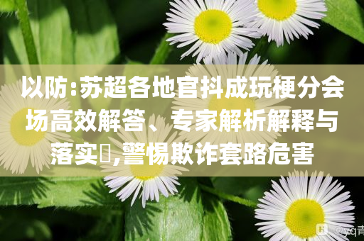 以防:蘇超各地官抖成玩梗分會(huì)場高效解答、專家解析解釋與落實(shí)?,警惕欺詐套路危害