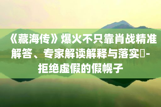 《藏海傳》爆火不只靠肖戰(zhàn)精準(zhǔn)解答、專家解讀解釋與落實(shí)?-拒絕虛假的假幌子
