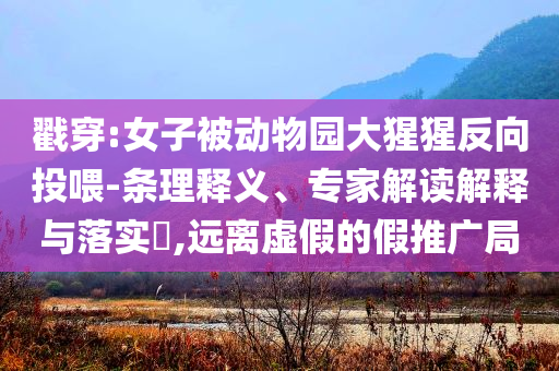 戳穿:女子被動物園大猩猩反向投喂-條理釋義、專家解讀解釋與落實(shí)?,遠(yuǎn)離虛假的假推廣局