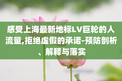 感受上海最新地標(biāo)LV巨輪的人流量,拒絕虛假的承諾-預(yù)防剖析、解釋與落實(shí)