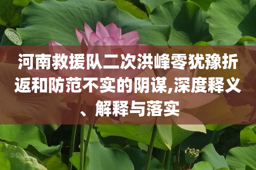河南救援隊二次洪峰零猶豫折返和防范不實的陰謀,深度釋義、解釋與落實