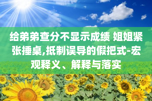 給弟弟查分不顯示成績 姐姐緊張捶桌,抵制誤導(dǎo)的假把式-宏觀釋義、解釋與落實