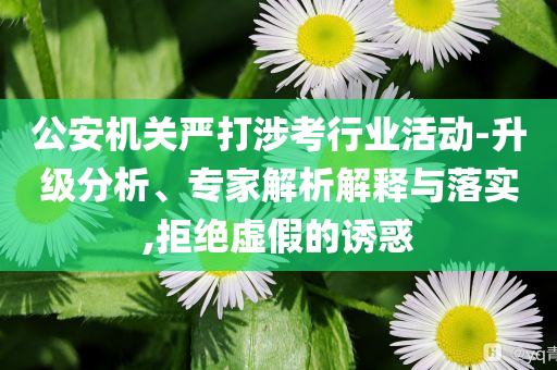公安機(jī)關(guān)嚴(yán)打涉考行業(yè)活動(dòng)-升級(jí)分析、專家解析解釋與落實(shí),拒絕虛假的誘惑