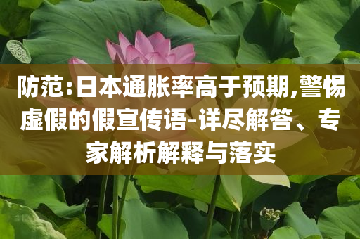 防范:日本通脹率高于預(yù)期,警惕虛假的假宣傳語-詳盡解答、專家解析解釋與落實