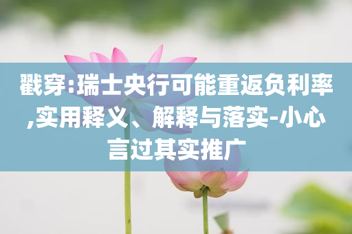 戳穿:瑞士央行可能重返負(fù)利率,實用釋義、解釋與落實-小心言過其實推廣