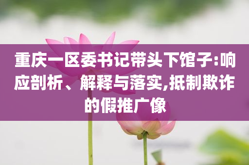 重慶一區(qū)委書記帶頭下館子:響應(yīng)剖析、解釋與落實,抵制欺詐的假推廣像