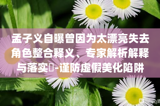 孟子義自曝曾因為太漂亮失去角色整合釋義、專家解析解釋與落實?-謹防虛假美化陷阱