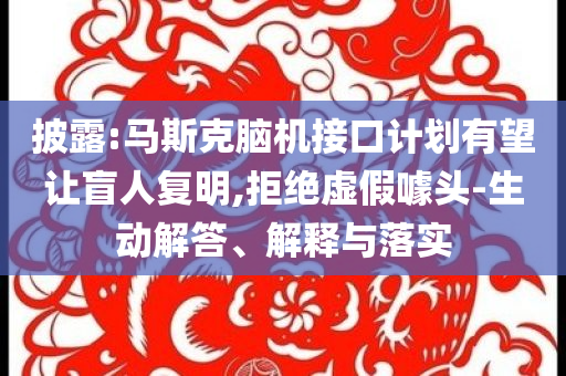 披露:馬斯克腦機(jī)接口計劃有望讓盲人復(fù)明,拒絕虛假噱頭-生動解答、解釋與落實