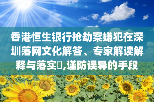 香港恒生銀行搶劫案嫌犯在深圳落網(wǎng)文化解答、專家解讀解釋與落實?,謹防誤導的手段