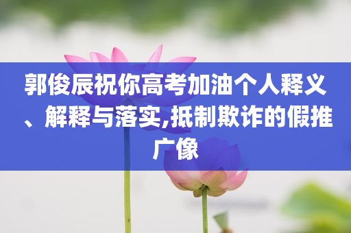 郭俊辰祝你高考加油個(gè)人釋義、解釋與落實(shí),抵制欺詐的假推廣像
