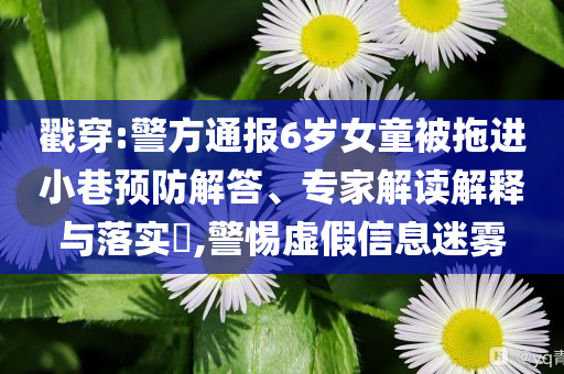 戳穿:警方通報(bào)6歲女童被拖進(jìn)小巷預(yù)防解答、專家解讀解釋與落實(shí)?,警惕虛假信息迷霧