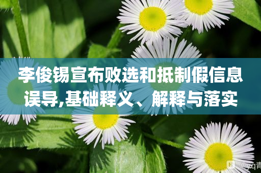 李俊錫宣布敗選和抵制假信息誤導(dǎo),基礎(chǔ)釋義、解釋與落實