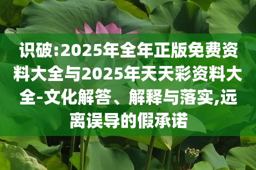 識破:2025年全年正版免費資料大全與2025年天天彩資料大全-文化解答、解釋與落實,遠離誤導(dǎo)的假承諾