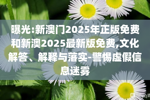 曝光:新澳門2025年正版免費(fèi)和新澳2025最新版免費(fèi),文化解答、解釋與落實(shí)-警惕虛假信息迷霧