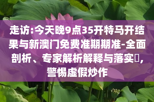 走訪:今天晚9點(diǎn)35開特馬開結(jié)果與新澳門免費(fèi)準(zhǔn)期期準(zhǔn)-全面剖析、專家解析解釋與落實(shí)?,警惕虛假炒作