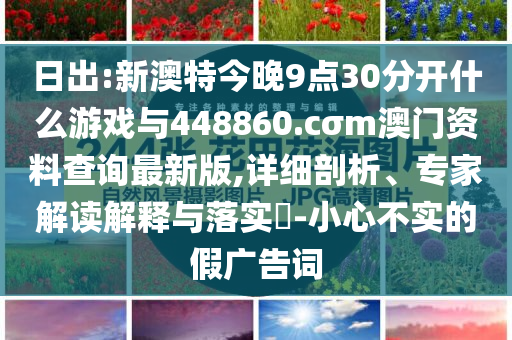 日出:新澳特今晚9點(diǎn)30分開什么游戲與448860.cσm澳門資料查詢最新版,詳細(xì)剖析、專家解讀解釋與落實(shí)?-小心不實(shí)的假廣告詞