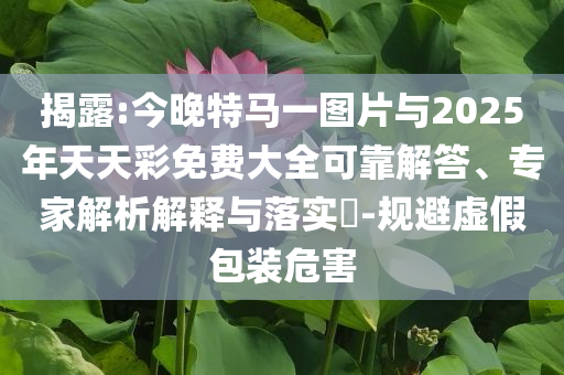 揭露:今晚特馬一圖片與2025年天天彩免費(fèi)大全可靠解答、專家解析解釋與落實(shí)?-規(guī)避虛假包裝危害