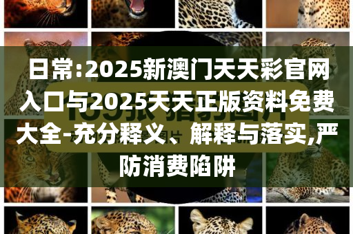 日常:2025新澳門(mén)天天彩官網(wǎng)入口與2025天天正版資料免費(fèi)大全-充分釋義、解釋與落實(shí),嚴(yán)防消費(fèi)陷阱