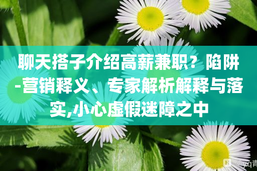 聊天搭子介紹高薪兼職？陷阱-營銷釋義、專家解析解釋與落實,小心虛假迷障之中
