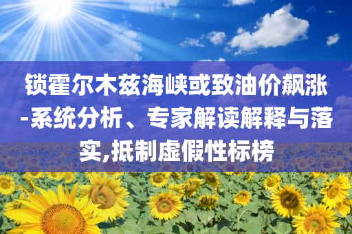 鎖霍爾木茲海峽或致油價(jià)飆漲-系統(tǒng)分析、專家解讀解釋與落實(shí),抵制虛假性標(biāo)榜