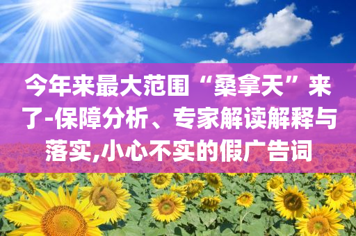 今年來最大范圍“桑拿天”來了-保障分析、專家解讀解釋與落實(shí),小心不實(shí)的假廣告詞
