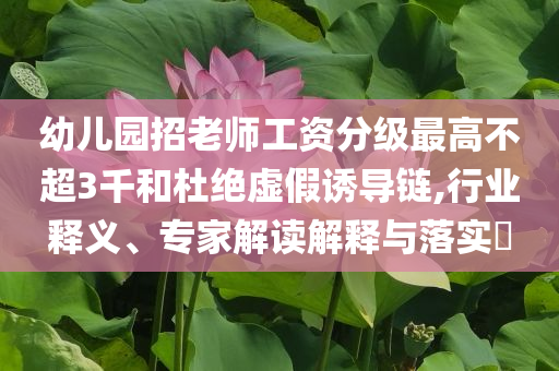 幼兒園招老師工資分級最高不超3千和杜絕虛假誘導(dǎo)鏈,行業(yè)釋義、專家解讀解釋與落實(shí)?