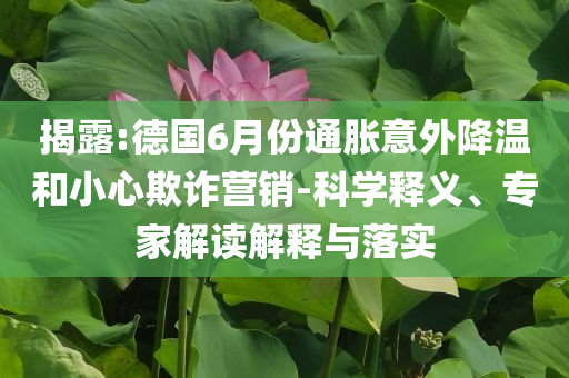 揭露:德國6月份通脹意外降溫和小心欺詐營銷-科學(xué)釋義、專家解讀解釋與落實(shí)