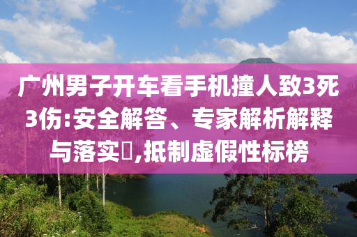 廣州男子開車看手機(jī)撞人致3死3傷:安全解答、專家解析解釋與落實(shí)?,抵制虛假性標(biāo)榜