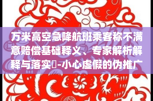 萬米高空急降航班乘客稱不滿意賠償基礎(chǔ)釋義、專家解析解釋與落實(shí)?-小心虛假的偽推廣