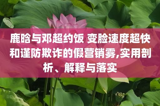 鹿晗與鄧超約飯 變臉?biāo)俣瘸旌椭?jǐn)防欺詐的假營(yíng)銷霧,實(shí)用剖析、解釋與落實(shí)