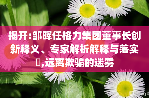 揭開:鄒暉任格力集團(tuán)董事長(zhǎng)創(chuàng)新釋義、專家解析解釋與落實(shí)?,遠(yuǎn)離欺騙的迷霧