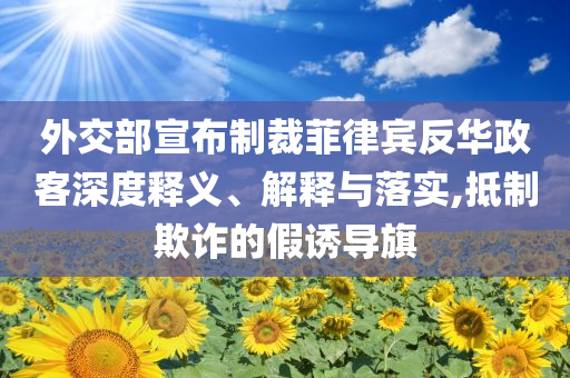 外交部宣布制裁菲律賓反華政客深度釋義、解釋與落實(shí),抵制欺詐的假誘導(dǎo)旗