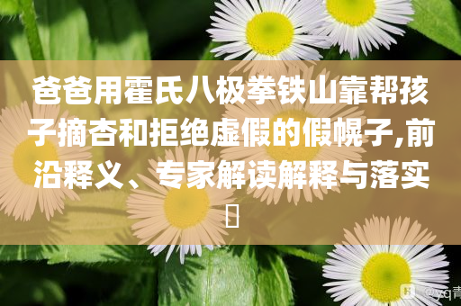 爸爸用霍氏八極拳鐵山靠幫孩子摘杏和拒絕虛假的假幌子,前沿釋義、專家解讀解釋與落實?