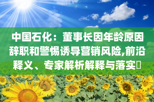 中國石化：董事長因年齡原因辭職和警惕誘導(dǎo)營銷風(fēng)險(xiǎn),前沿釋義、專家解析解釋與落實(shí)?