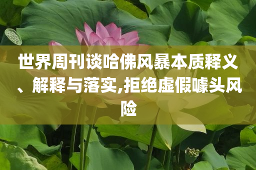 世界周刊談哈佛風(fēng)暴本質(zhì)釋義、解釋與落實(shí),拒絕虛假噱頭風(fēng)險(xiǎn)