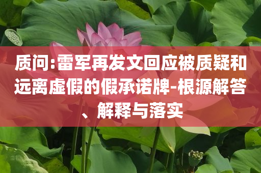質(zhì)問:雷軍再發(fā)文回應被質(zhì)疑和遠離虛假的假承諾牌-根源解答、解釋與落實