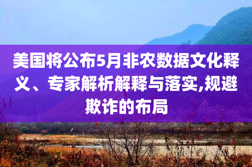 美國將公布5月非農數(shù)據(jù)文化釋義、專家解析解釋與落實,規(guī)避欺詐的布局