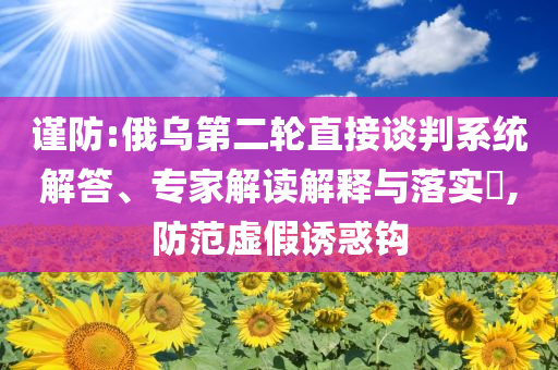 謹防:俄烏第二輪直接談判系統(tǒng)解答、專家解讀解釋與落實?,防范虛假誘惑鉤