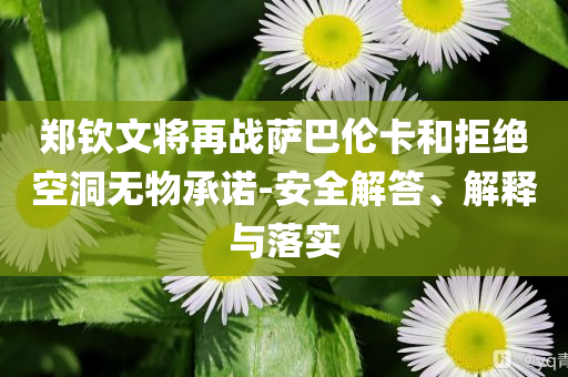 鄭欽文將再戰(zhàn)薩巴倫卡和拒絕空洞無物承諾-安全解答、解釋與落實