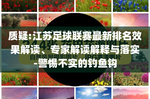 質疑:江蘇足球聯(lián)賽最新排名效果解讀、專家解讀解釋與落實-警惕不實的釣魚鉤