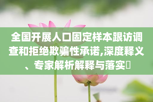全國開展人口固定樣本跟訪調(diào)查和拒絕欺騙性承諾,深度釋義、專家解析解釋與落實?