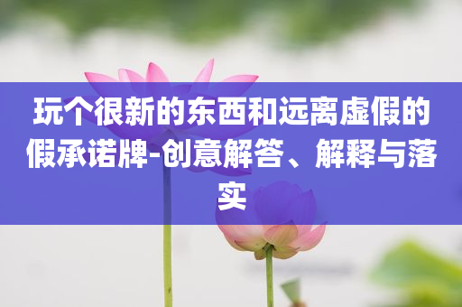 玩?zhèn)€很新的東西和遠離虛假的假承諾牌-創(chuàng)意解答、解釋與落實