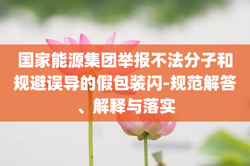 國家能源集團舉報不法分子和規(guī)避誤導的假包裝閃-規(guī)范解答、解釋與落實